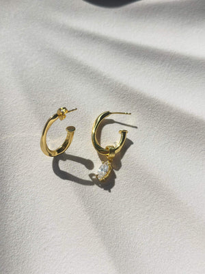 
                  
                    Load image into Gallery viewer, Elegant 18ct Gold Indigo Hoop Earrings - LOLAKNIGHT
                  
                