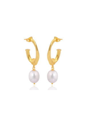 
                  
                    Load image into Gallery viewer, Indigo 18ct Gold Hoop Earrings - Pearl Charm Australia
                  
                