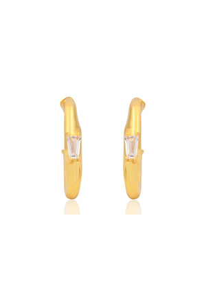 
                  
                    Load image into Gallery viewer, ZARA Cubic Zirconia 8ct Gold Modern Bridal Hoop Earrings
                  
                