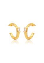 ZARA Cubic Zirconia 8ct Gold Modern Bridal Hoop Earrings