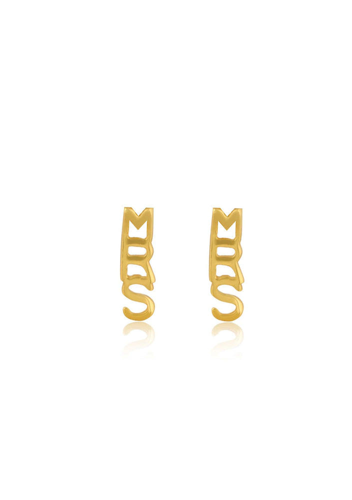 Elegant MRS Gold Earrings - Modern Bridal Jewellery Australia