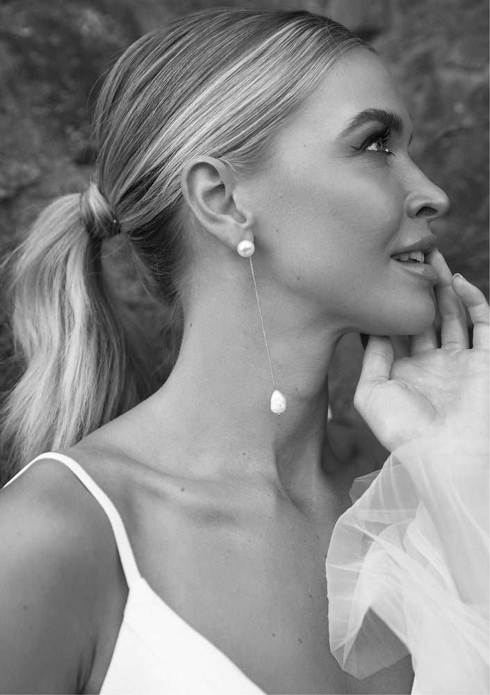 
                  
                    Load image into Gallery viewer, Elegant Maya Silver Earrings - Bridal Jewellery Australia
                  
                