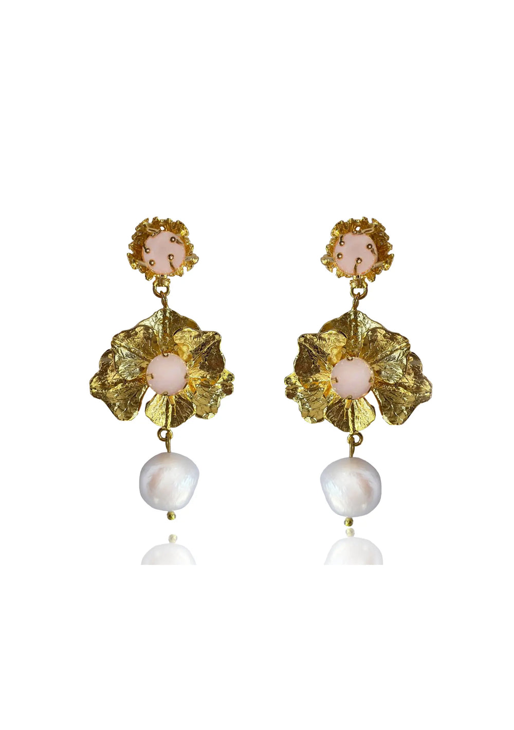 ARIA ROSE QUARTZ EARRINGS 18K GOLD BRIDAL Lolaknightofficial