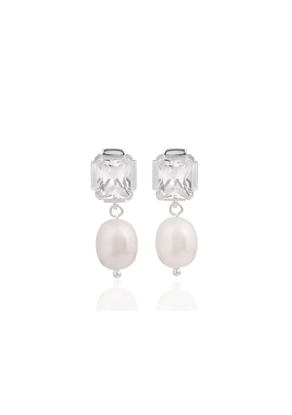 ADELLA CRYSTAL & PEARL BRIDAL EARRINGS SILVER Lolaknightofficial