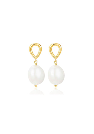 
                  
                    Load image into Gallery viewer, ATHENA PEARL DROP EARRINGS 18K GOLD
                  
                
