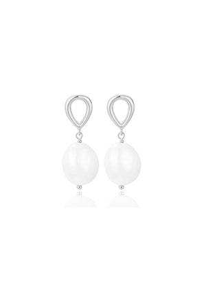 
                  
                    Load image into Gallery viewer, ATHENA PEARL DROP EARRINGS SILVER
                  
                