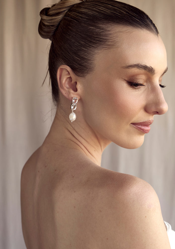 
                  
                    Load image into Gallery viewer, AYLA BRIDAL EARRINGS SILVER
                  
                