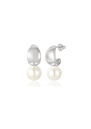 
                  
                    Load image into Gallery viewer, BLANCA PEARL DROP EARRINGS SILVER
                  
                