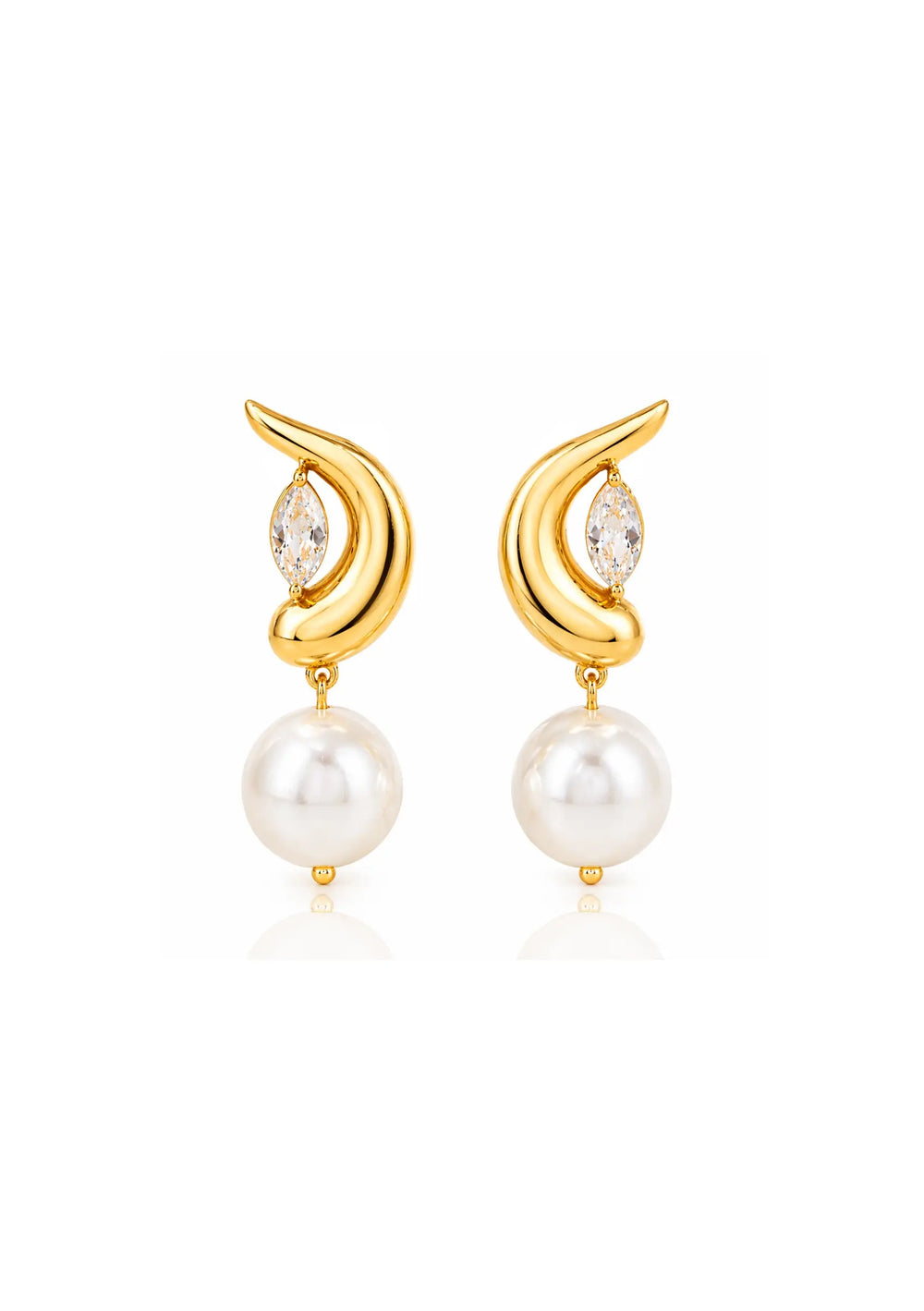 Isla crystal bridal earrings in 18K gold featuring pear shaped cubic zirconia crystals by Lolaknight