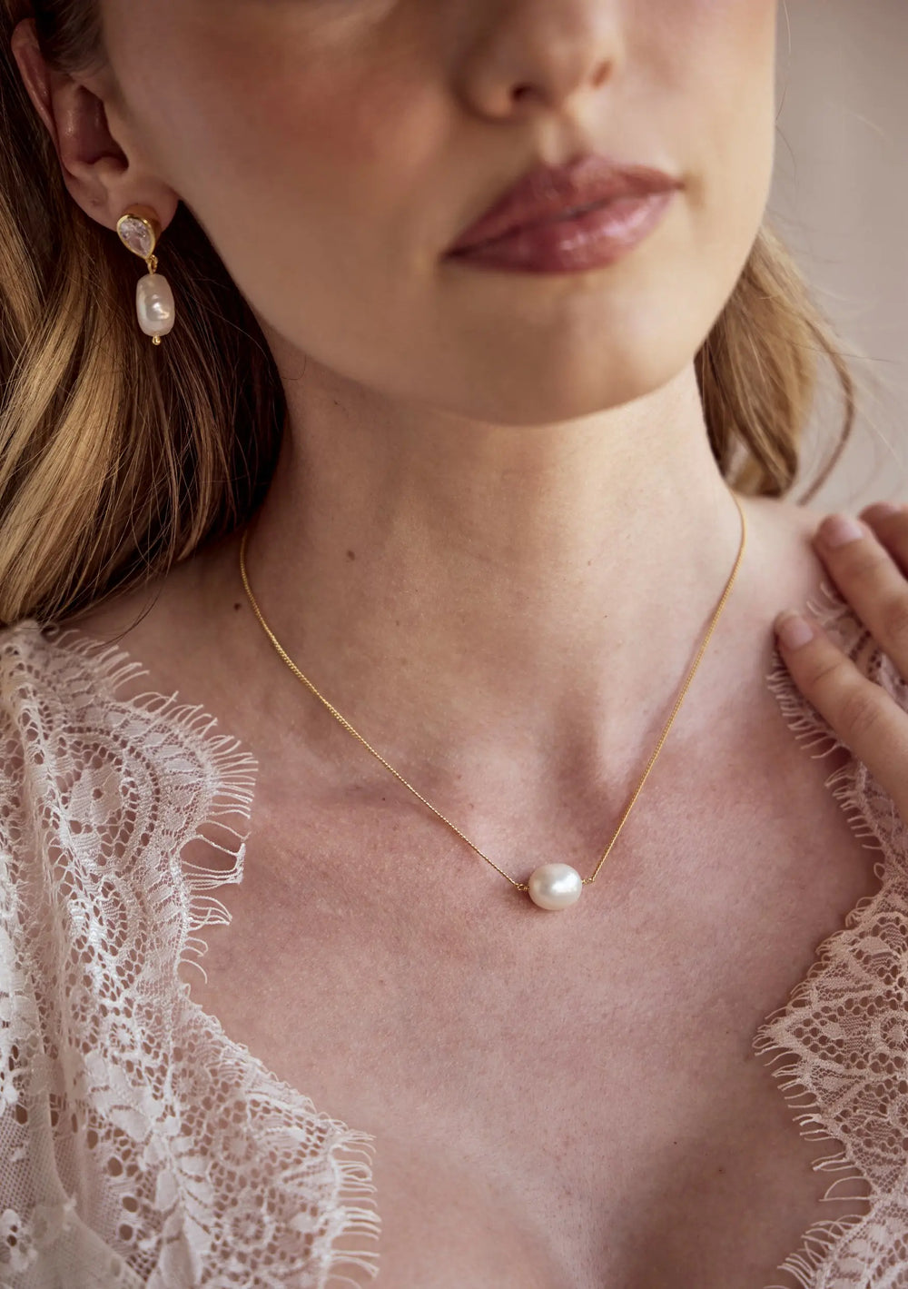 Oceane statement pearl bridal earrings designed for modern weddings and bridal celebrations by Lolaknight