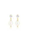 BROOKLYN CRYSTAL & PEARL BRIDAL EARRINGS GOLD