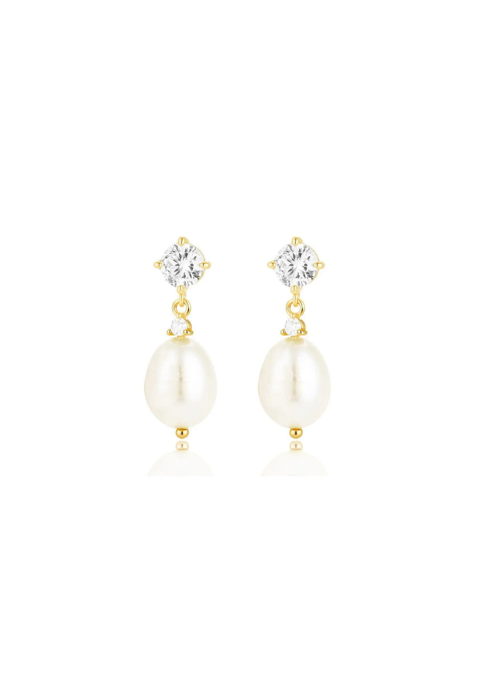 BROOKLYN CRYSTAL & PEARL BRIDAL EARRINGS GOLD Lolaknightofficial