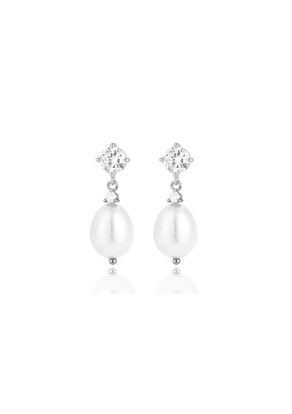 BROOKLYN CRYSTAL & PEARL BRIDAL EARRINGS SILVER Lolaknightofficial