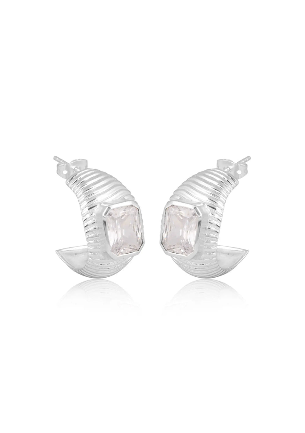 CASPIAN CRYSTAL EARRINGS SILVER Lolaknightofficial