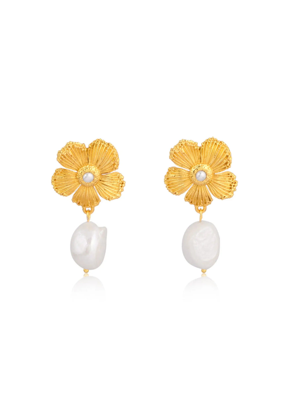 CECILIA PEARL BRIDAL EARRINGS 18K GOLD Lolaknightofficial