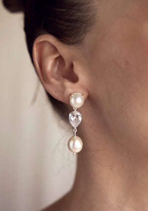 
                  
                    Load image into Gallery viewer, CELINE BRIDAL EARRINGS SILVER
                  
                