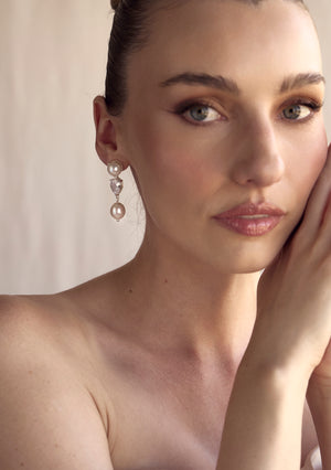 
                  
                    Load image into Gallery viewer, CELINE BRIDAL EARRINGS SILVER
                  
                