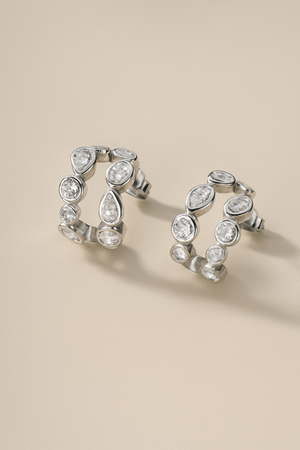 
                  
                    Load image into Gallery viewer, SIA CRYSTAL HOOP EARRINGS SILVER
                  
                
