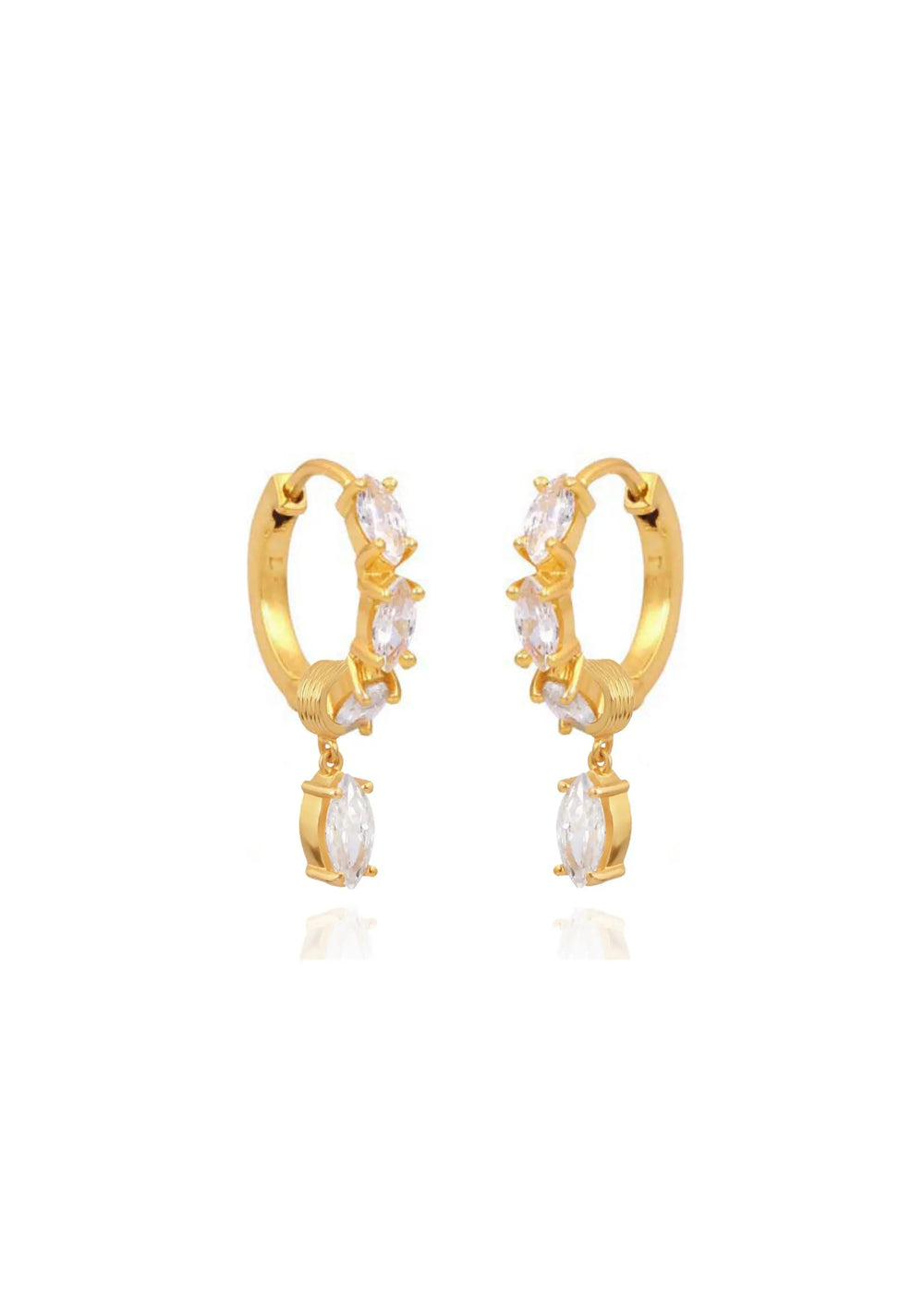 Bowie 18ct Gold Huggie with CZ Charm - Bridal Glam