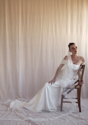
                  
                    Load image into Gallery viewer, DANIELA IVORY MANTILLA LACE WEDDING VEIL
                  
                