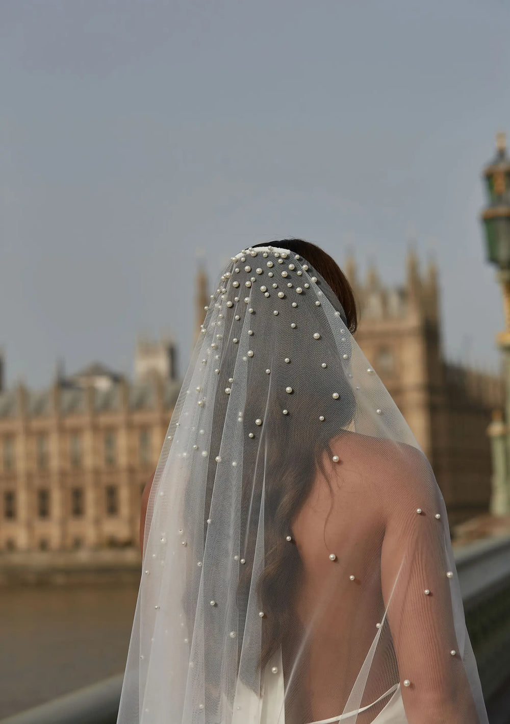 ELEANOR IVORY PEARL WEDDING VEIL Lolaknightofficial