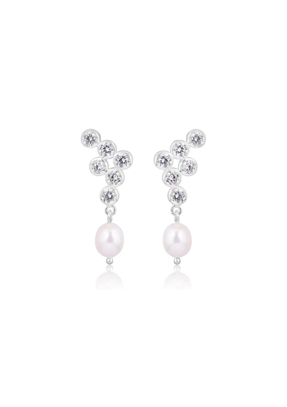 ELENA CRYSTAL AND PEARL EARRINGS SILVER Lolaknightofficial