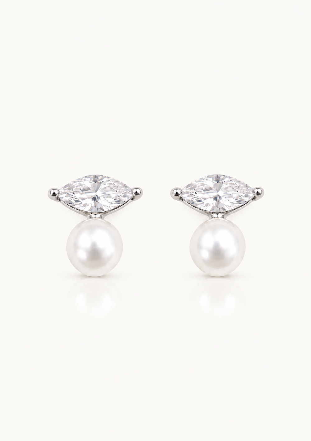 Modern pearl and crystal wedding stud earrings