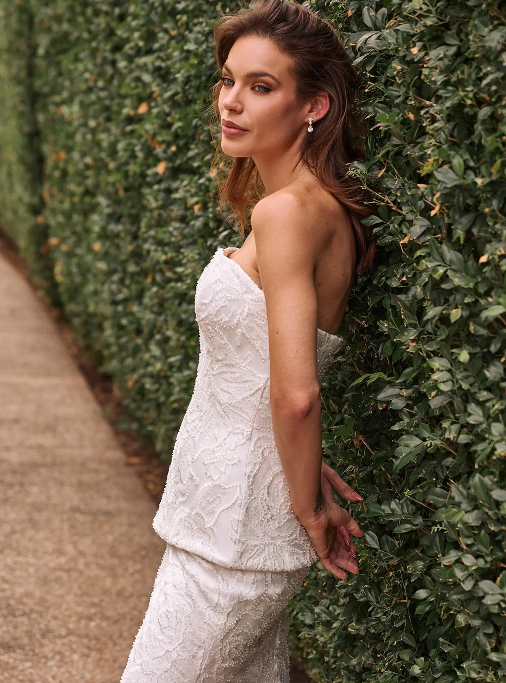 Estella crystal pearl drop bridal earrings in sterling silver featuring pear cut crystals and freshwater pearls by Lolaknight