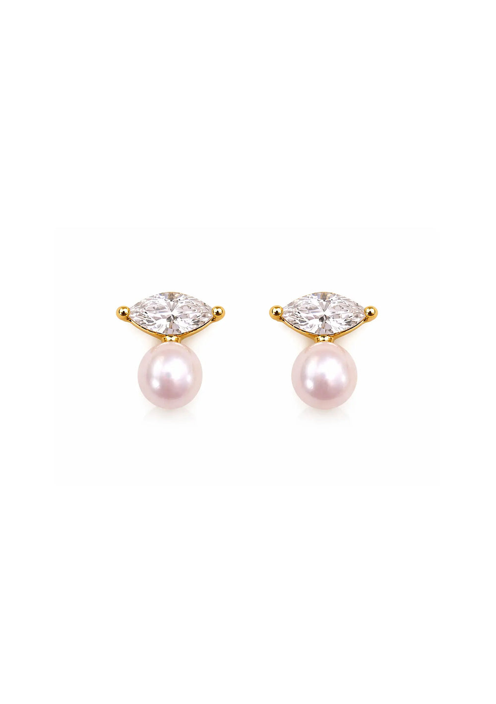 Gold crystal pearl wedding earrings with freshwater pearl detailing for brides and bridal events
