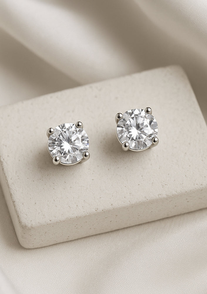
                  
                    Load image into Gallery viewer, JACINTA CRYSTAL STUD EARRINGS SILVER
                  
                