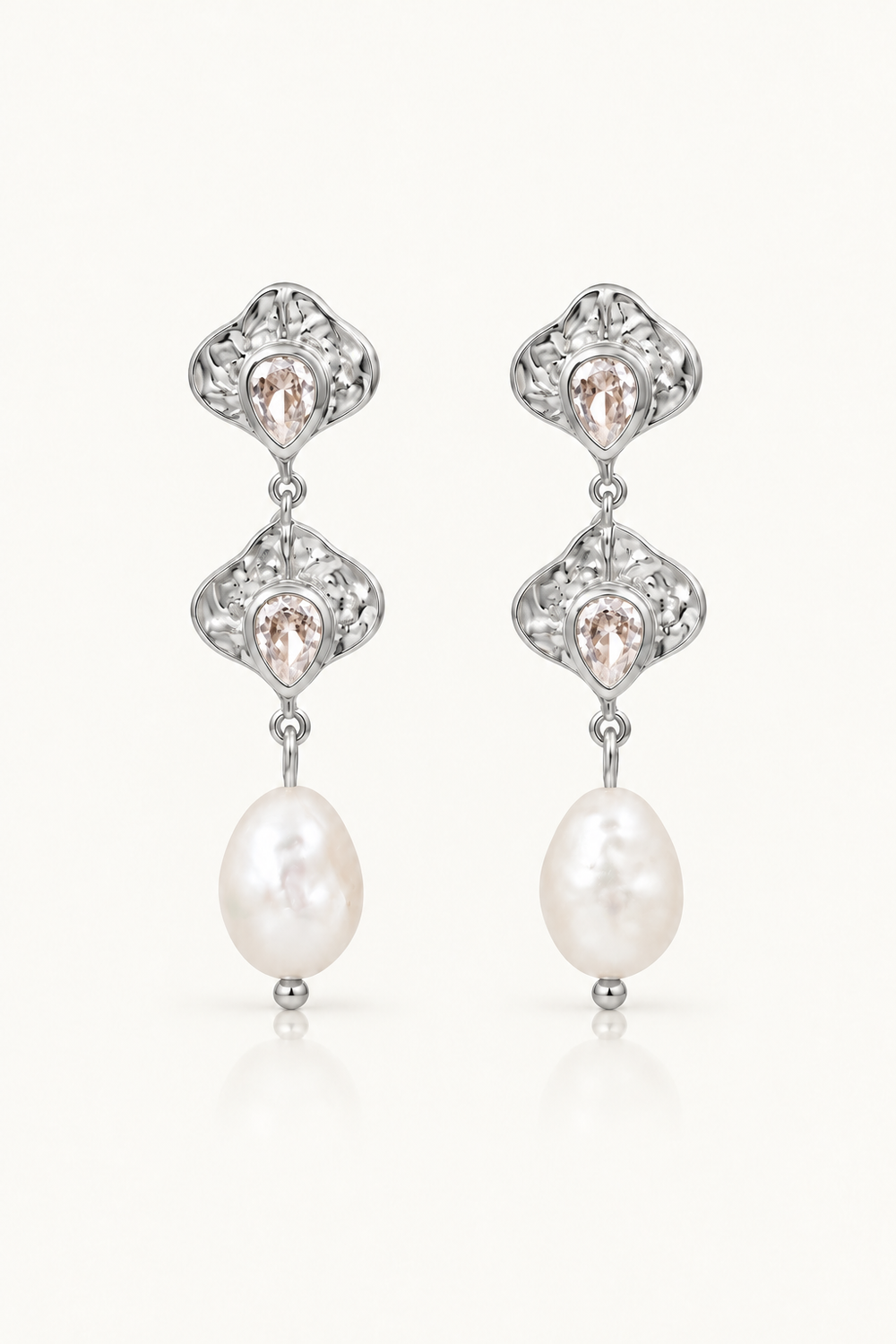 silver and crystal statement wedding earrings