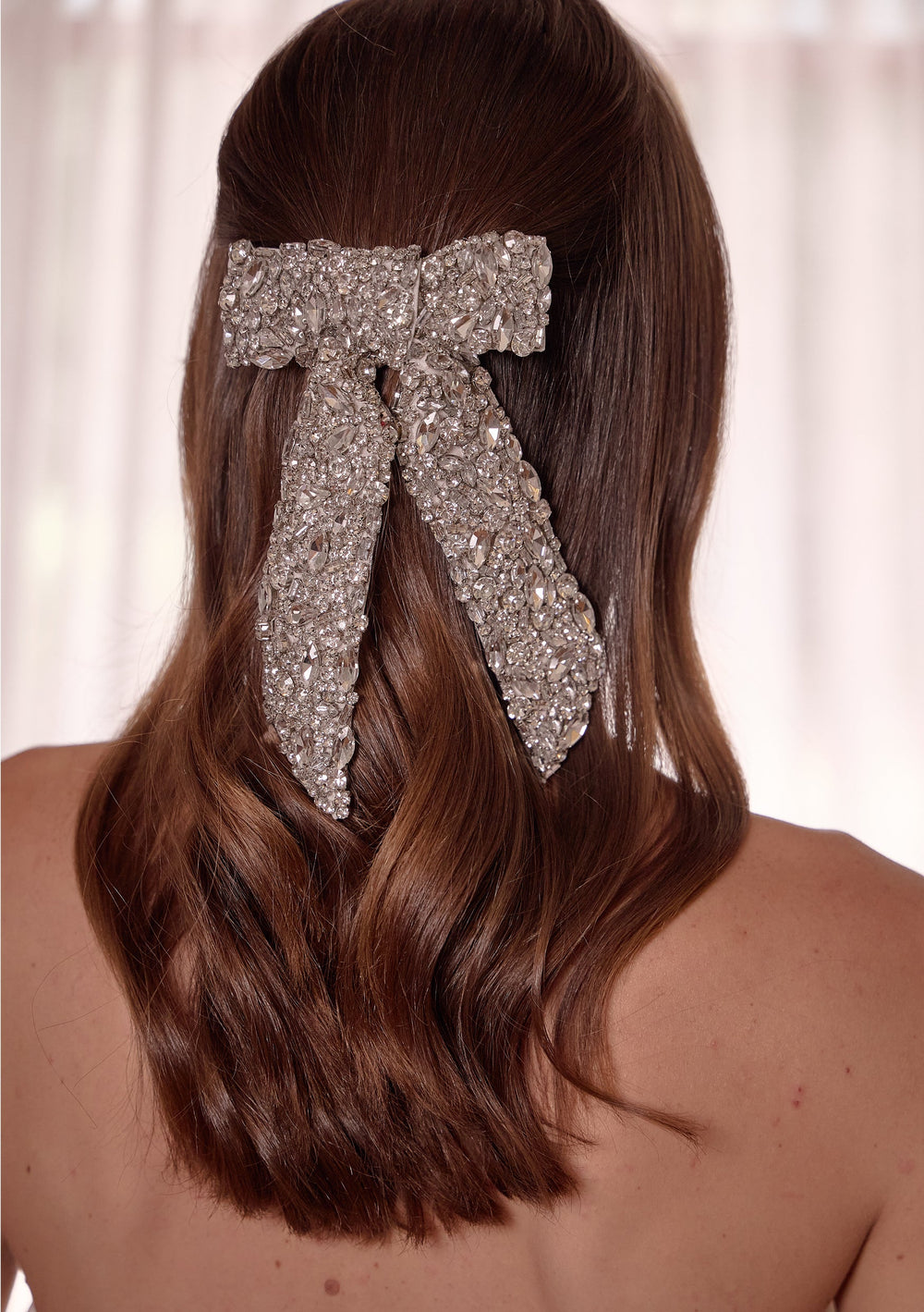 LAYLA SILVER BEADED BRIDAL HAIR BOW Lolaknightofficial