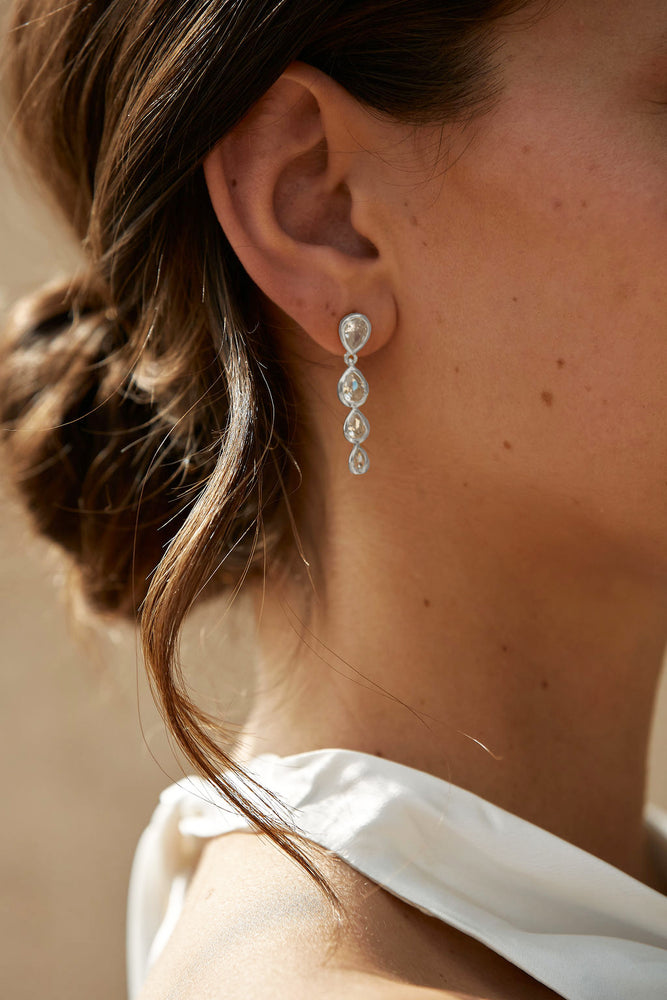 silver crystal bridal earrings 