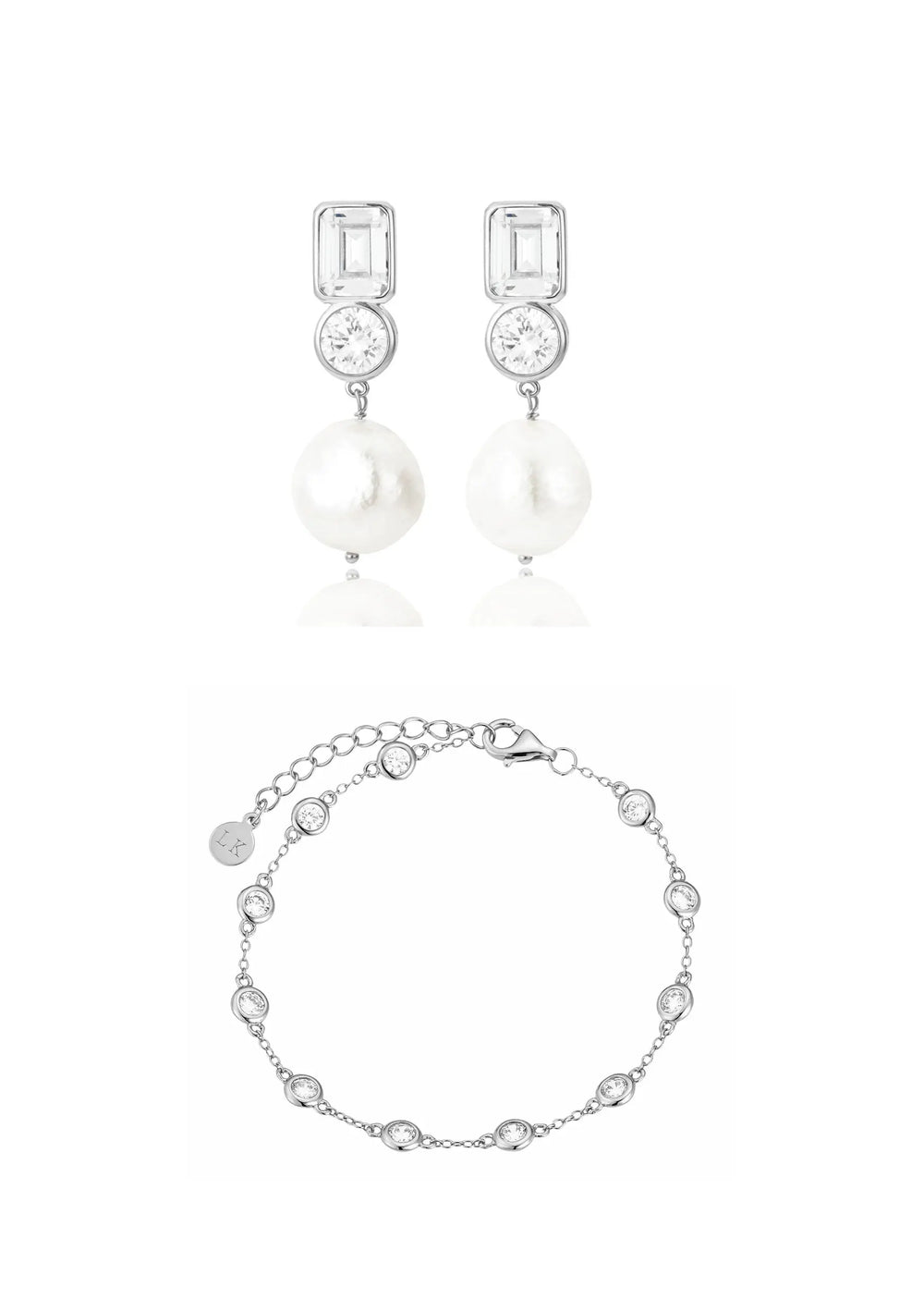 MILLIE EARRINGS & KENNEDY BRACELET BRIDAL SET SILVER Lolaknightofficial