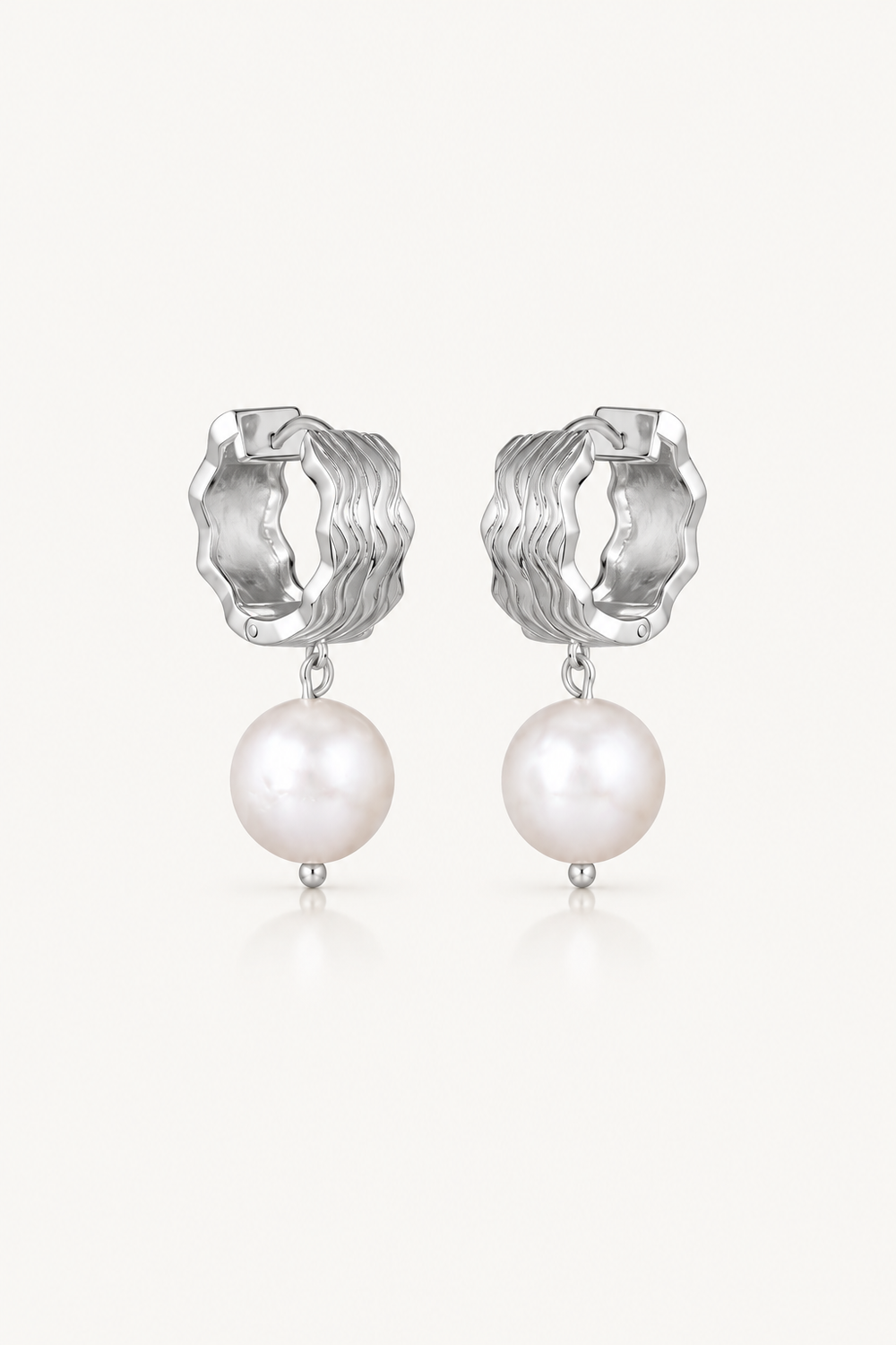 silver hoop freshwater pearl earrings for the modern bride