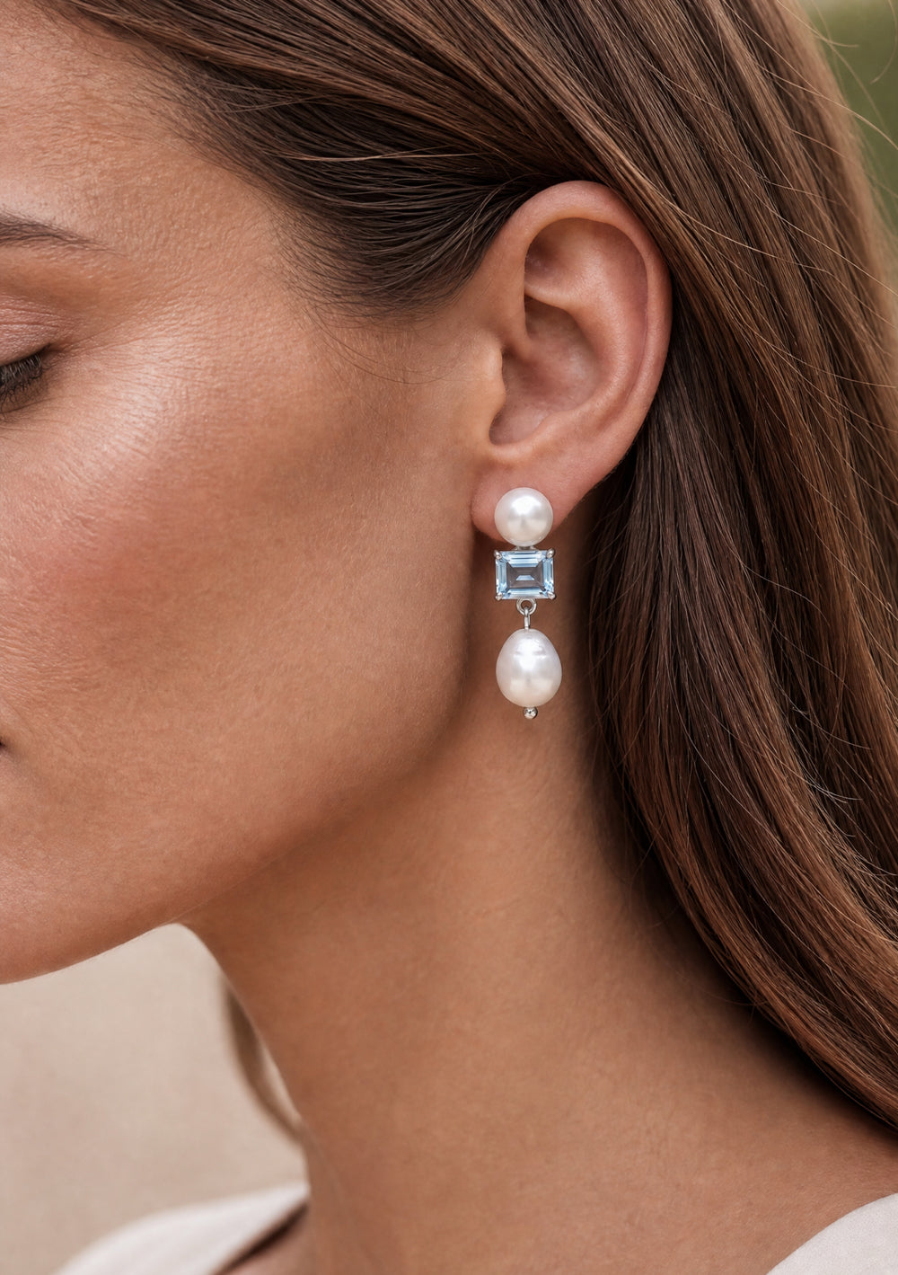 MARGOT WEDDING EARRINGS BLUE SILVER
