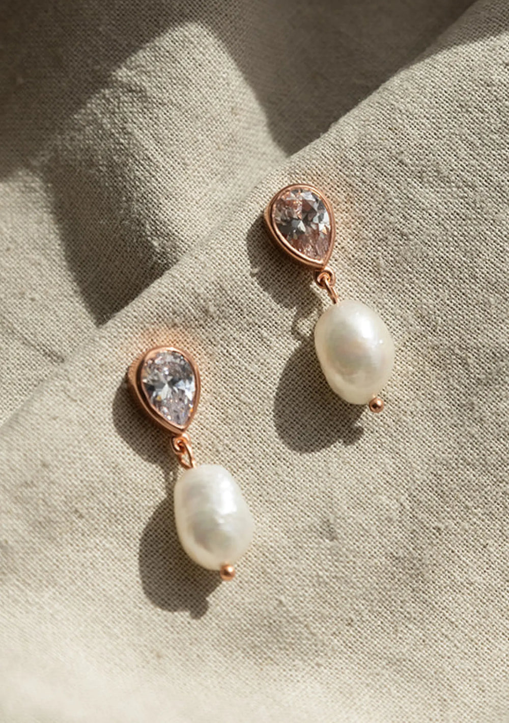 Oceane rose gold bridal earrings
