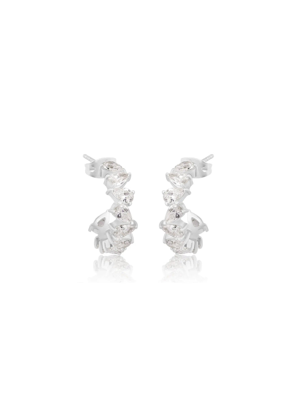 OLIVIA CRYSTAL HOOP EARRINGS SILVER Lolaknightofficial