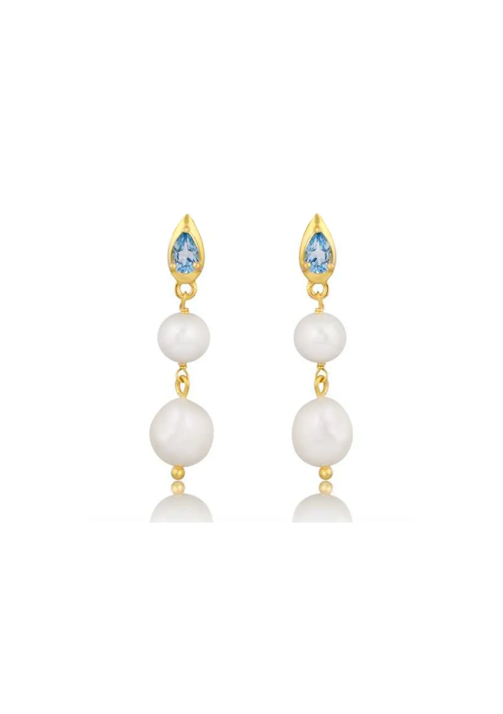 Elegant gold bridal earrings featuring sparkling crystals and pearl drop detailing