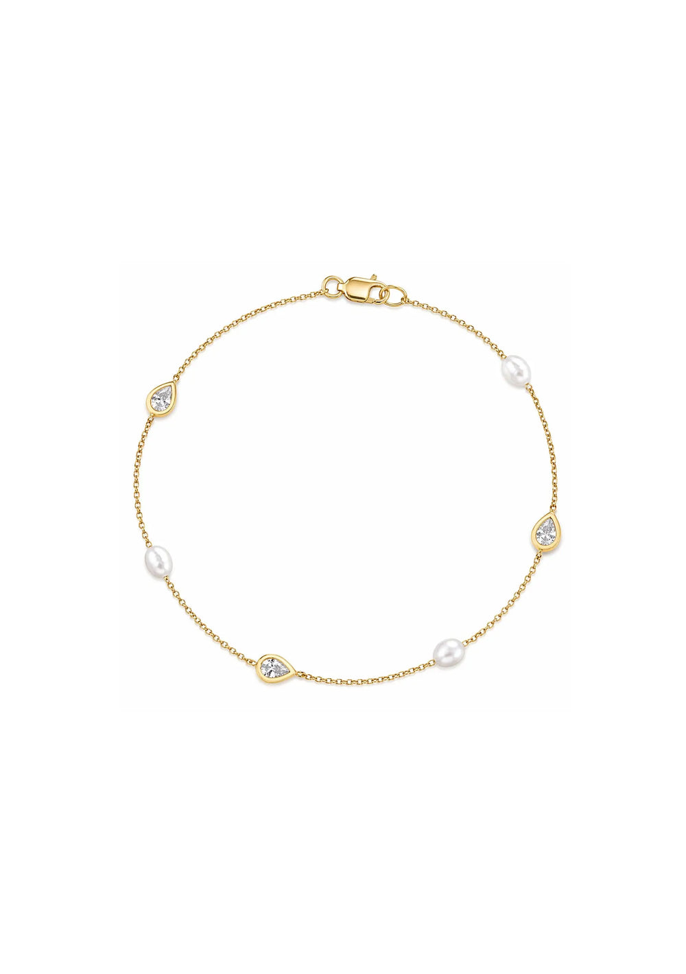 Indie bridal bracelet in 18K gold featuring sparkling cubic zirconia crystals designed for modern brides by Lolaknight