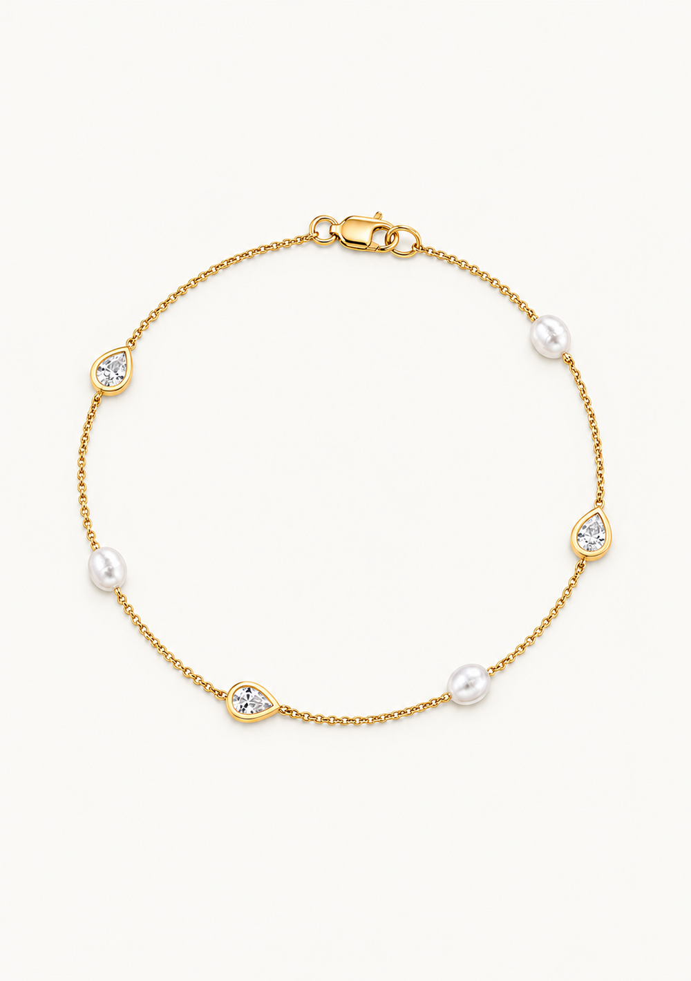 Indie bridal bracelet in 18K gold featuring sparkling cubic zirconia crystals designed for modern brides by Lolaknight