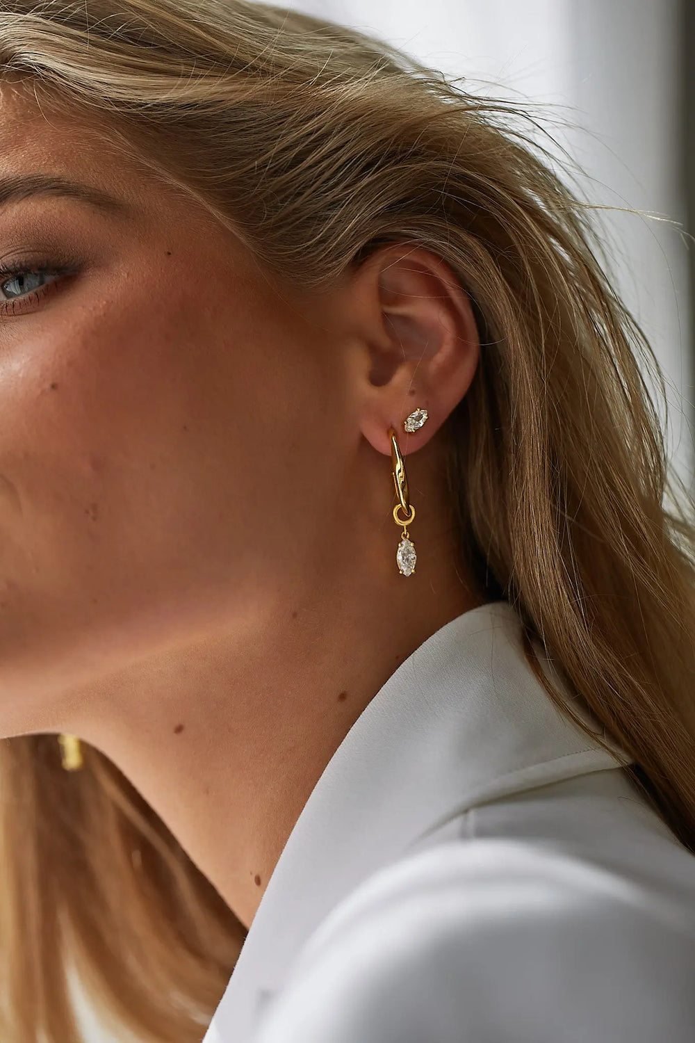 Elegant 18ct Gold Eve Cubic Zirconia Earrings | Jewellery