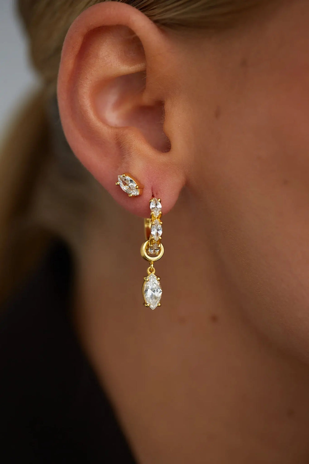 Elegant 18ct Gold Eve Cubic Zirconia Earrings | Jewellery