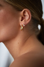 ZARA Cubic Zirconia 8ct Gold Modern Bridal Hoop Earrings