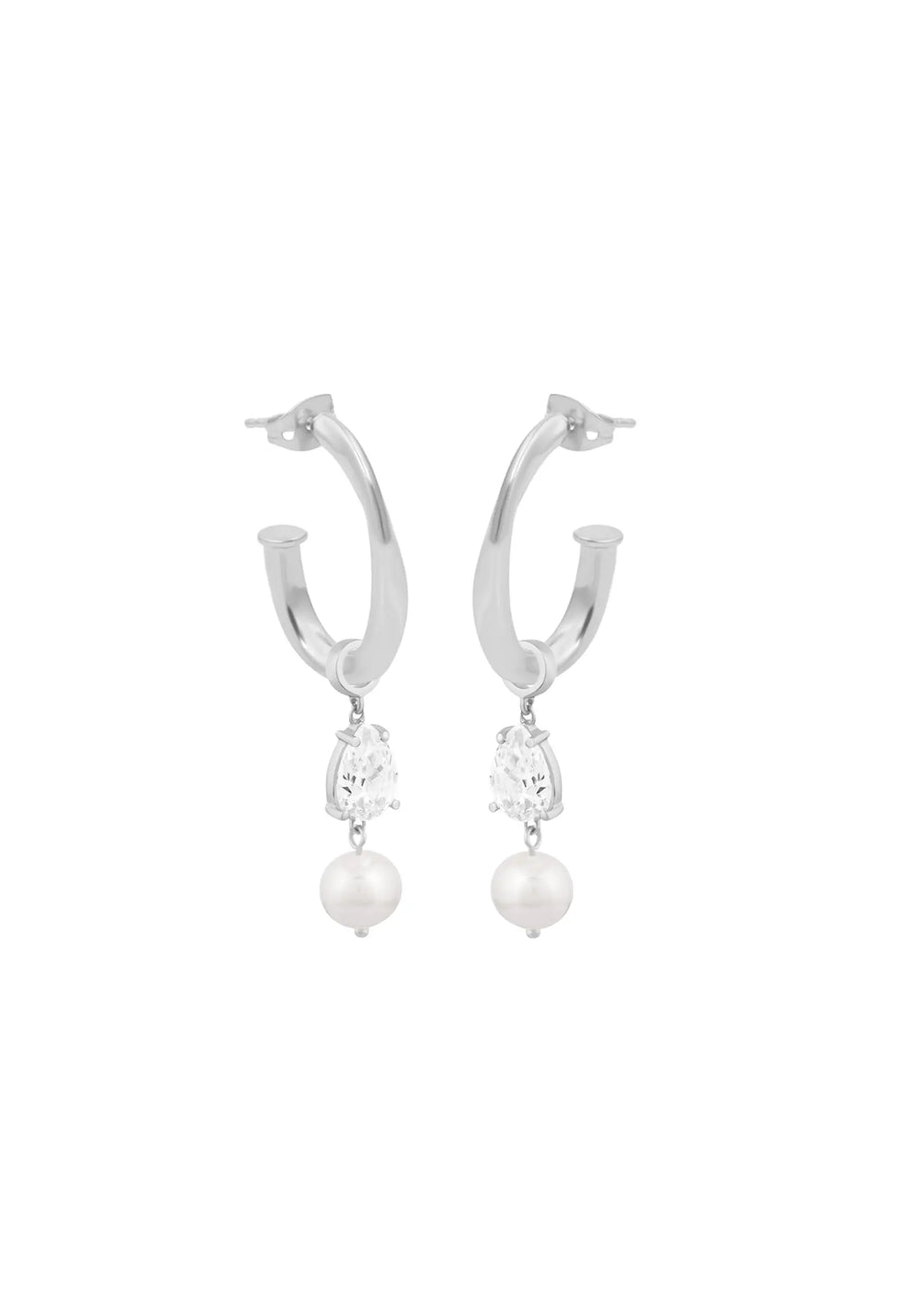 RILEY CRYSTAL AND PEARL EARRINGS SILVER Lolaknightofficial