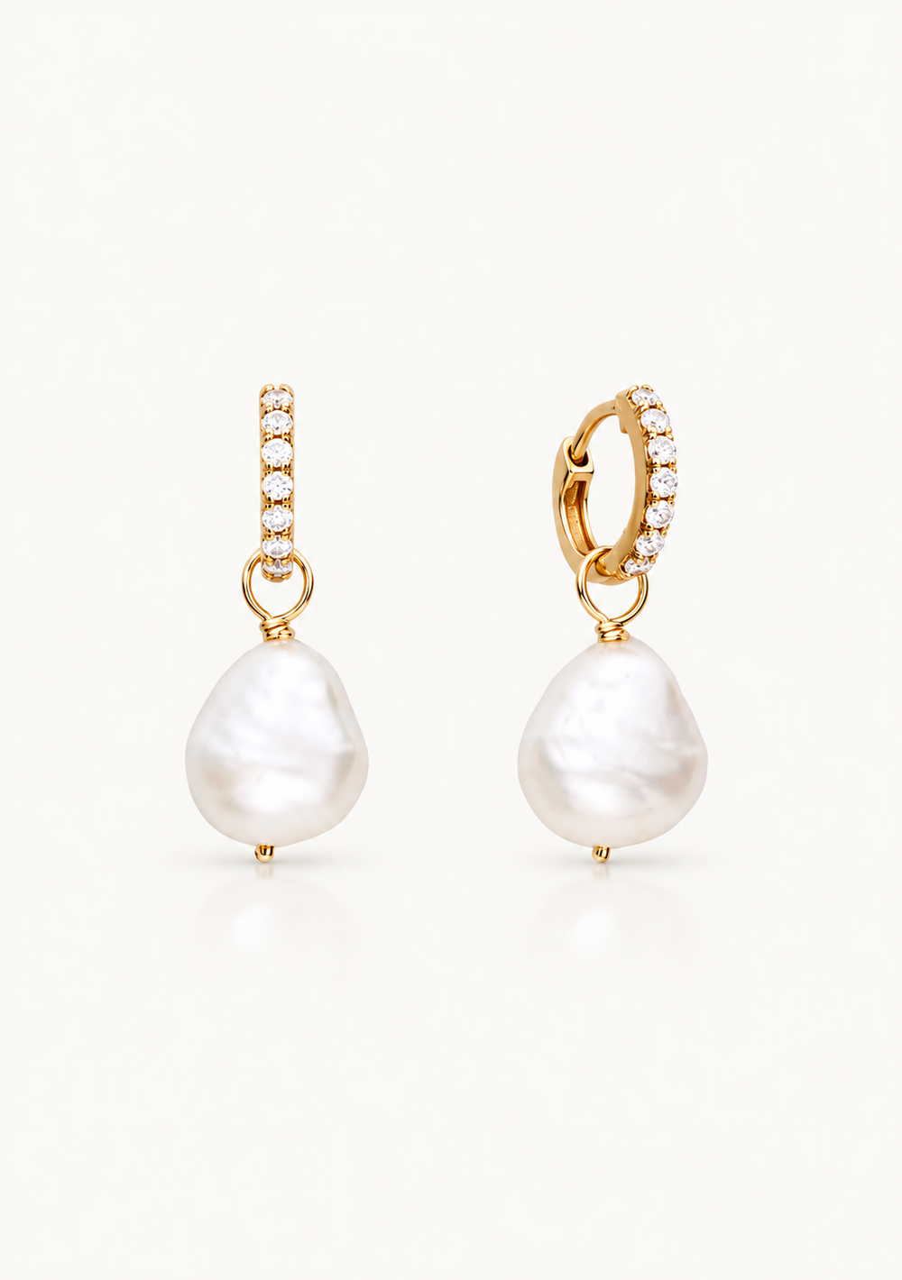 crystal and pearl hoop wedding earrings for the minimal chic bride