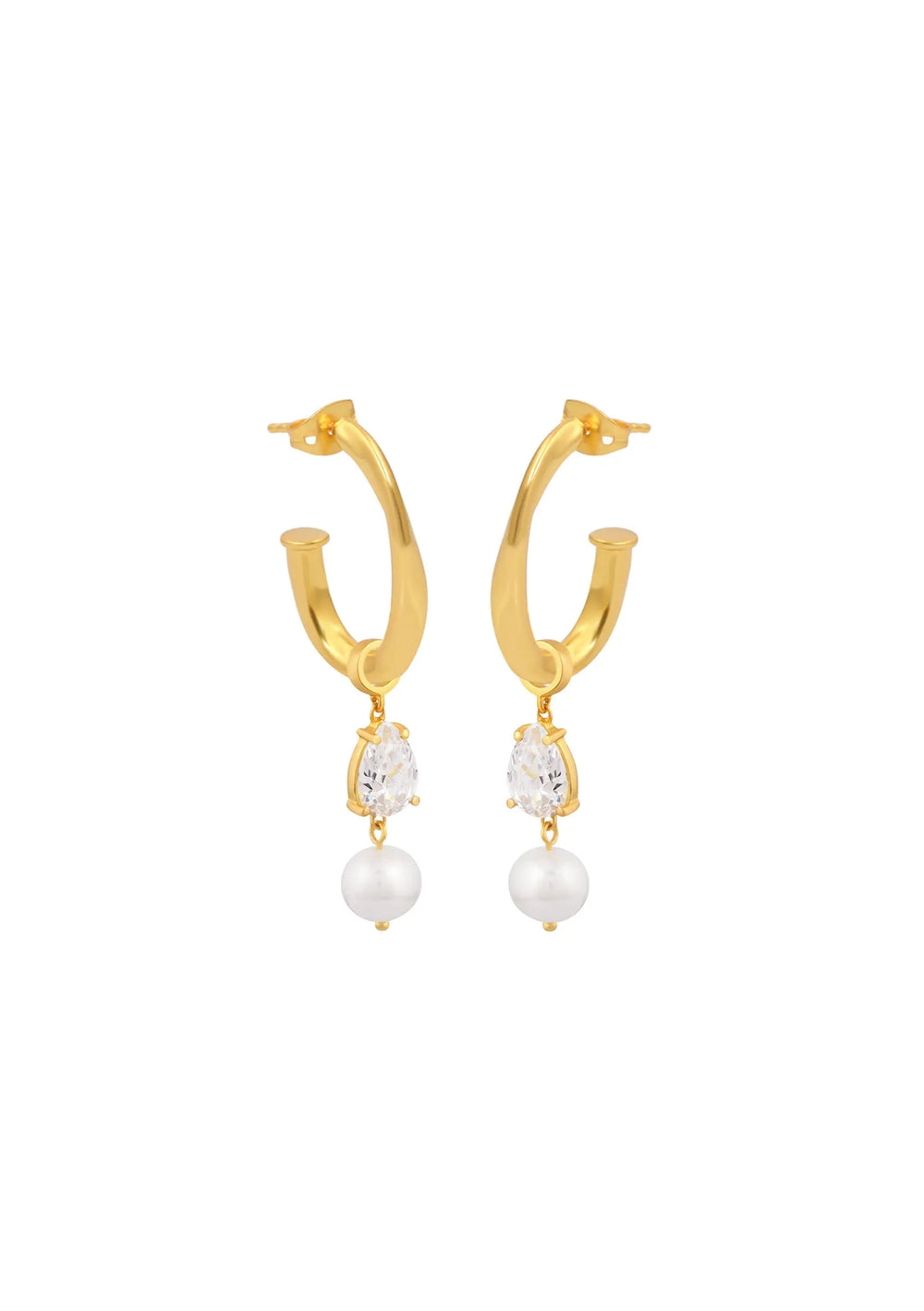 RILEY CRYSTAL AND PEARL EARRINGS GOLD Lolaknightofficial