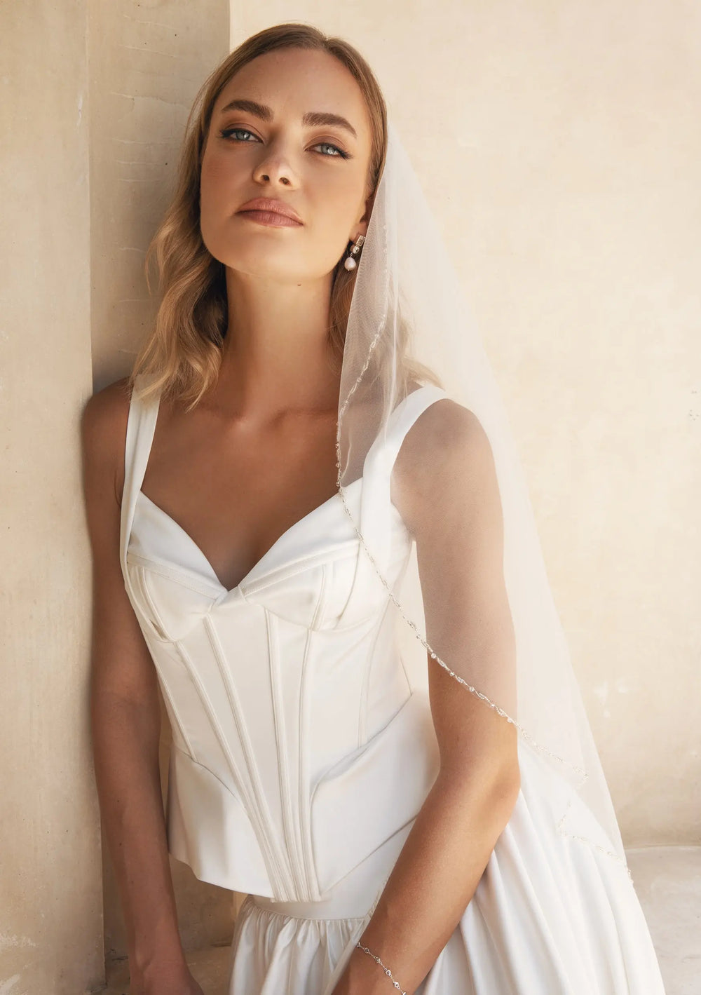 RIVER IVORY BEADED WEDDING VEIL Lolaknightofficial