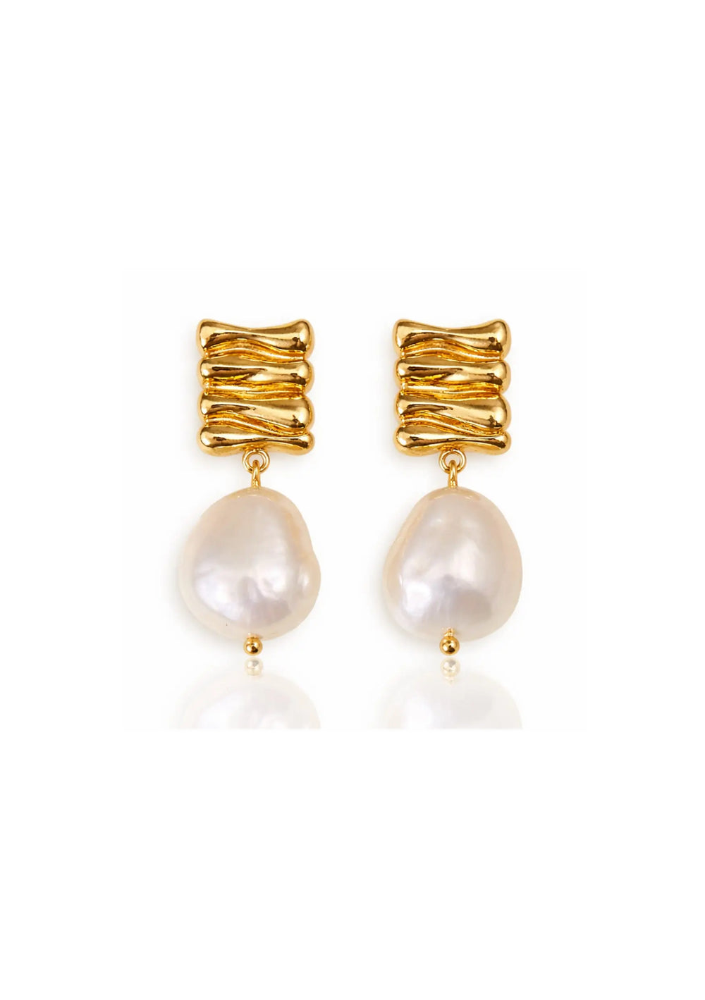ROWAN MODERN PEARL EARRINGS 18K GOLD Lolaknightofficial