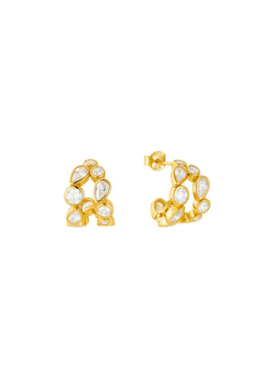 
                  
                    Load image into Gallery viewer, SIA CRYSTAL HOOP EARRINGS 18K GOLD
                  
                